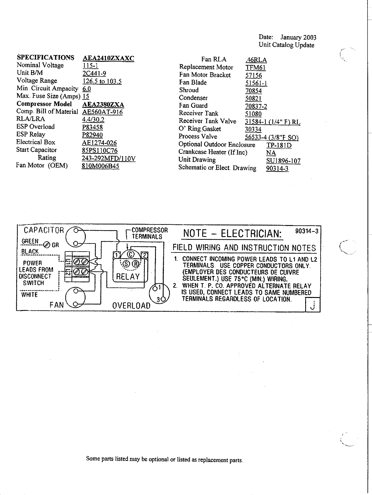 Tecumseh Aea2410Zxaxc Performance Data Sheet