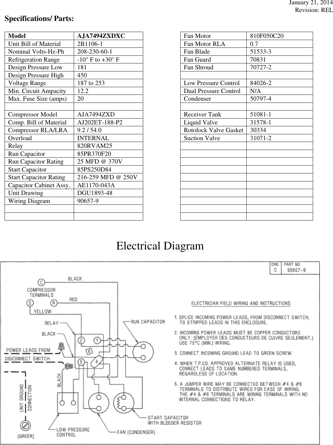 Page 2 of 2 - Tecumseh Tecumseh-Aja7494Zxdxc-Performance-Data-Sheet- June 6, 2000  Tecumseh-aja7494zxdxc-performance-data-sheet