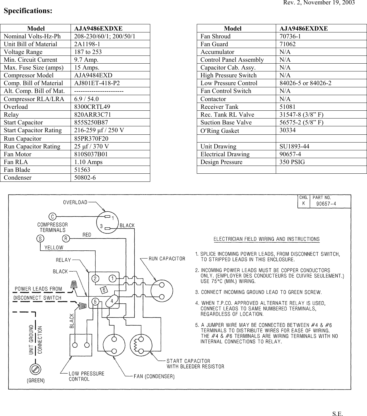 Page 2 of 2 - Tecumseh Tecumseh-Aja9486Exdxd-Performance-Data-Sheet AJA9486EXDXE