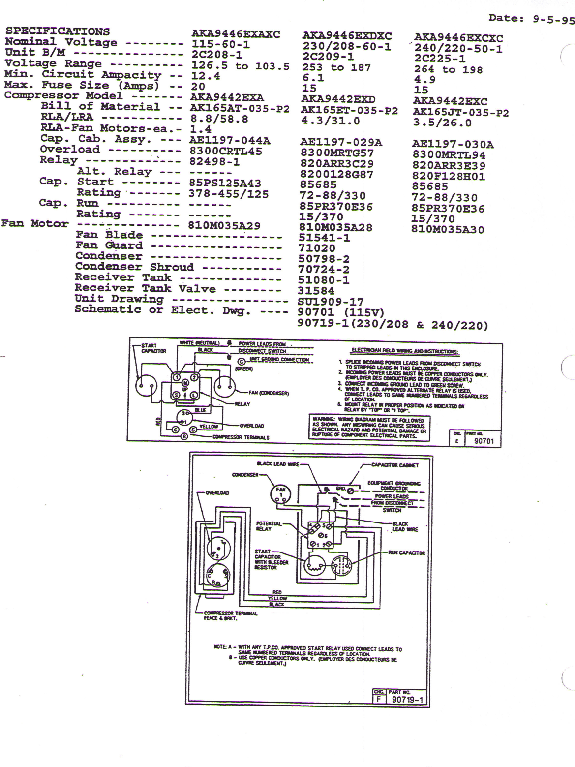 Tecumseh Aka9446Exaxc Performance Data Sheet