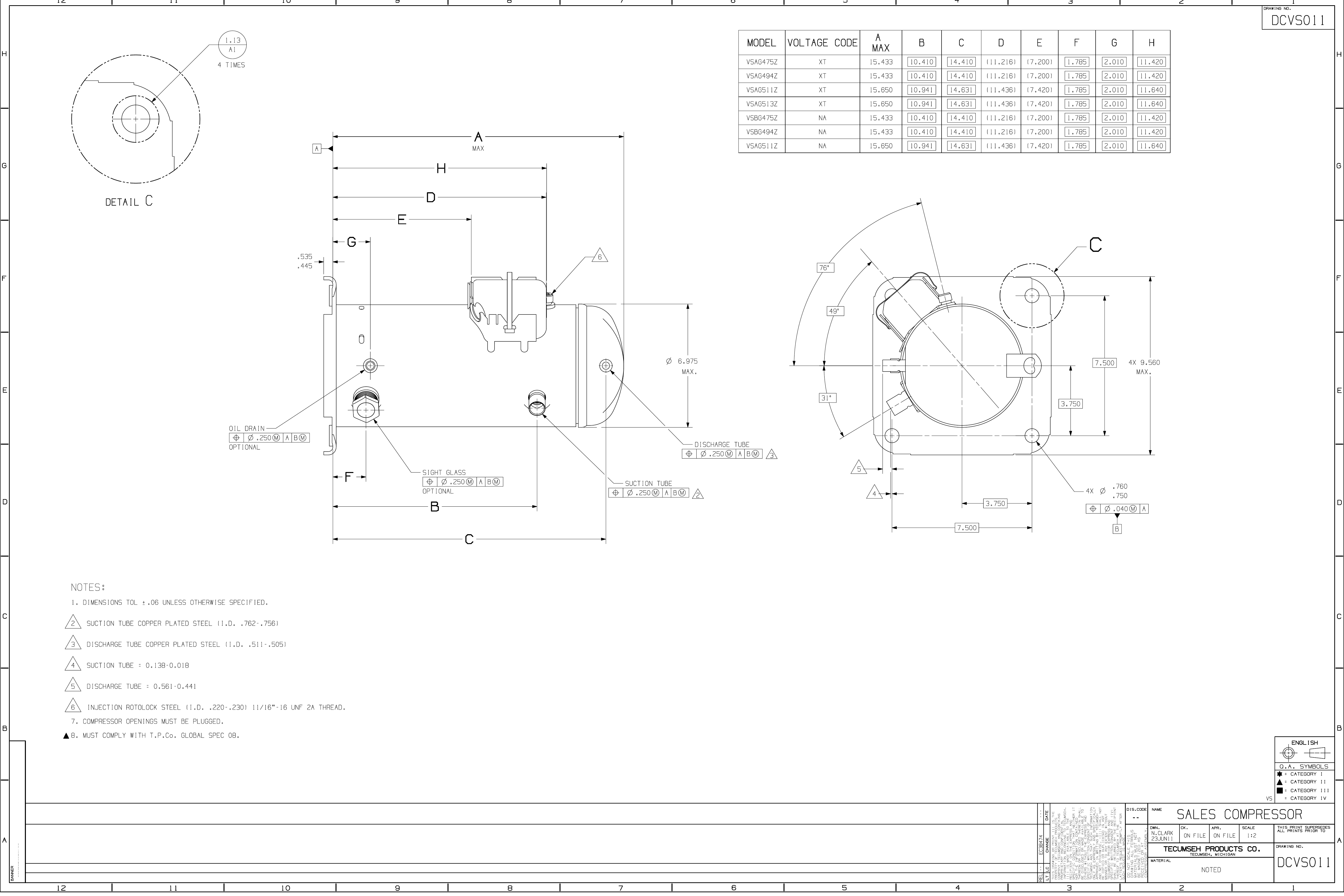 Page 1 of 1 - Tecumseh Tecumseh-Vsag511Zxt-Drawing-Data- Tecumseh-vsag511zxt-drawing-data