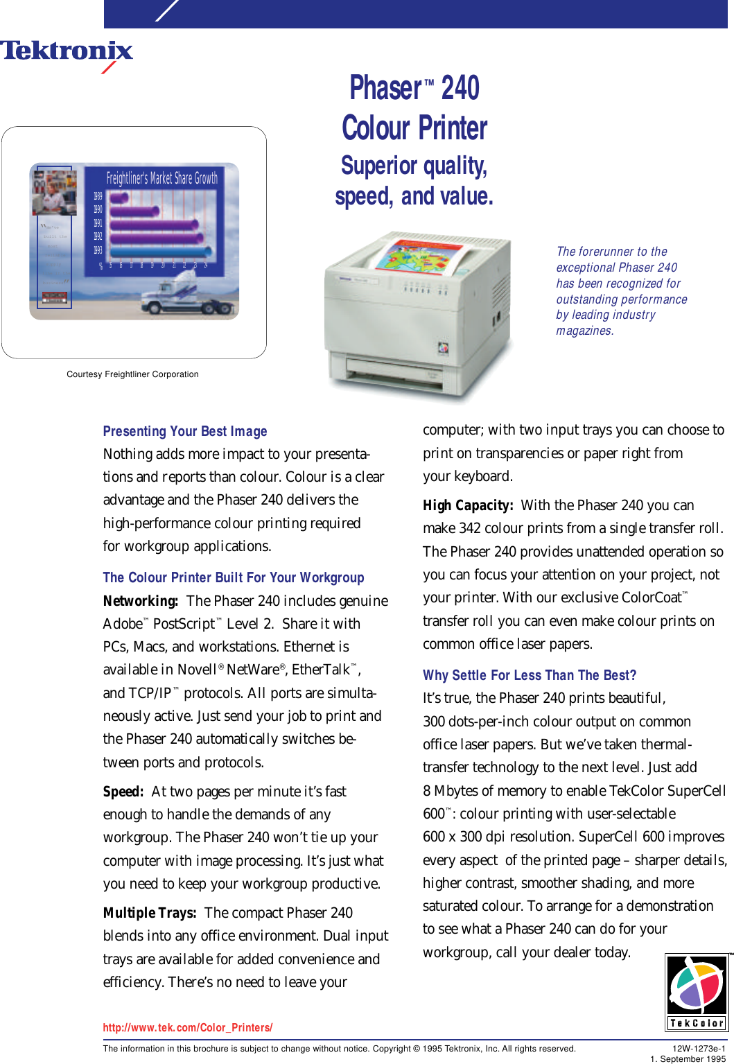 Page 1 of 2 - Tektronix Tektronix-240-Users-Manual- Phaser 240 Colour Printer Superior Quality, Speed, And Value.  Tektronix-240-users-manual