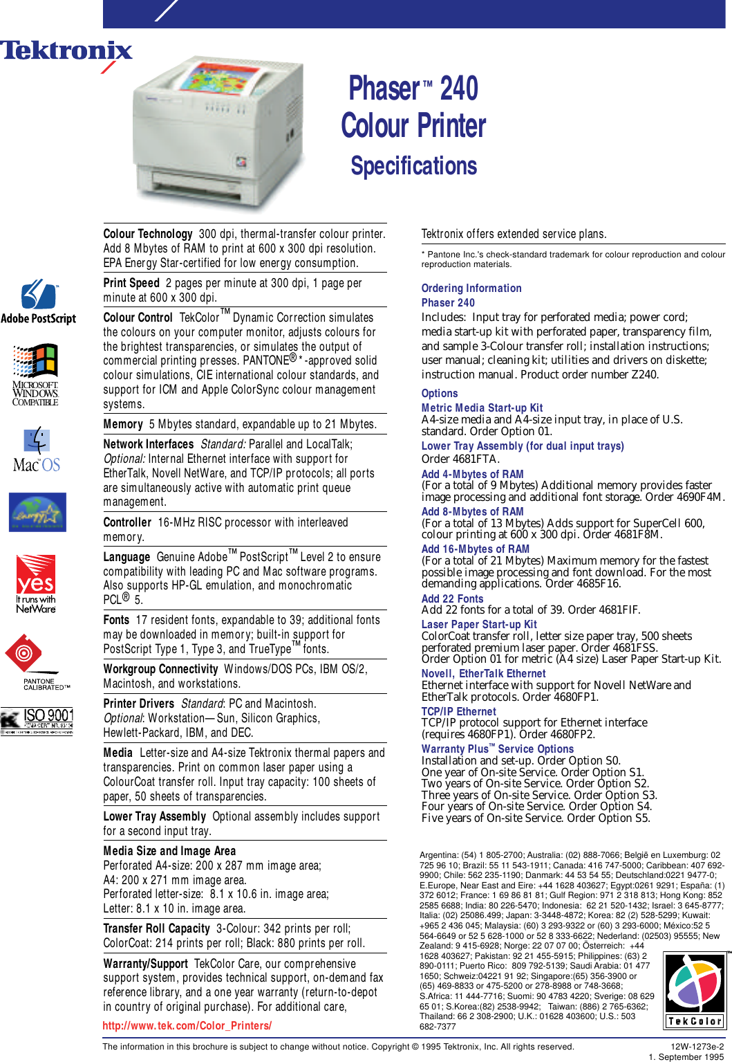 Page 2 of 2 - Tektronix Tektronix-240-Users-Manual- Phaser 240 Colour Printer Superior Quality, Speed, And Value.  Tektronix-240-users-manual
