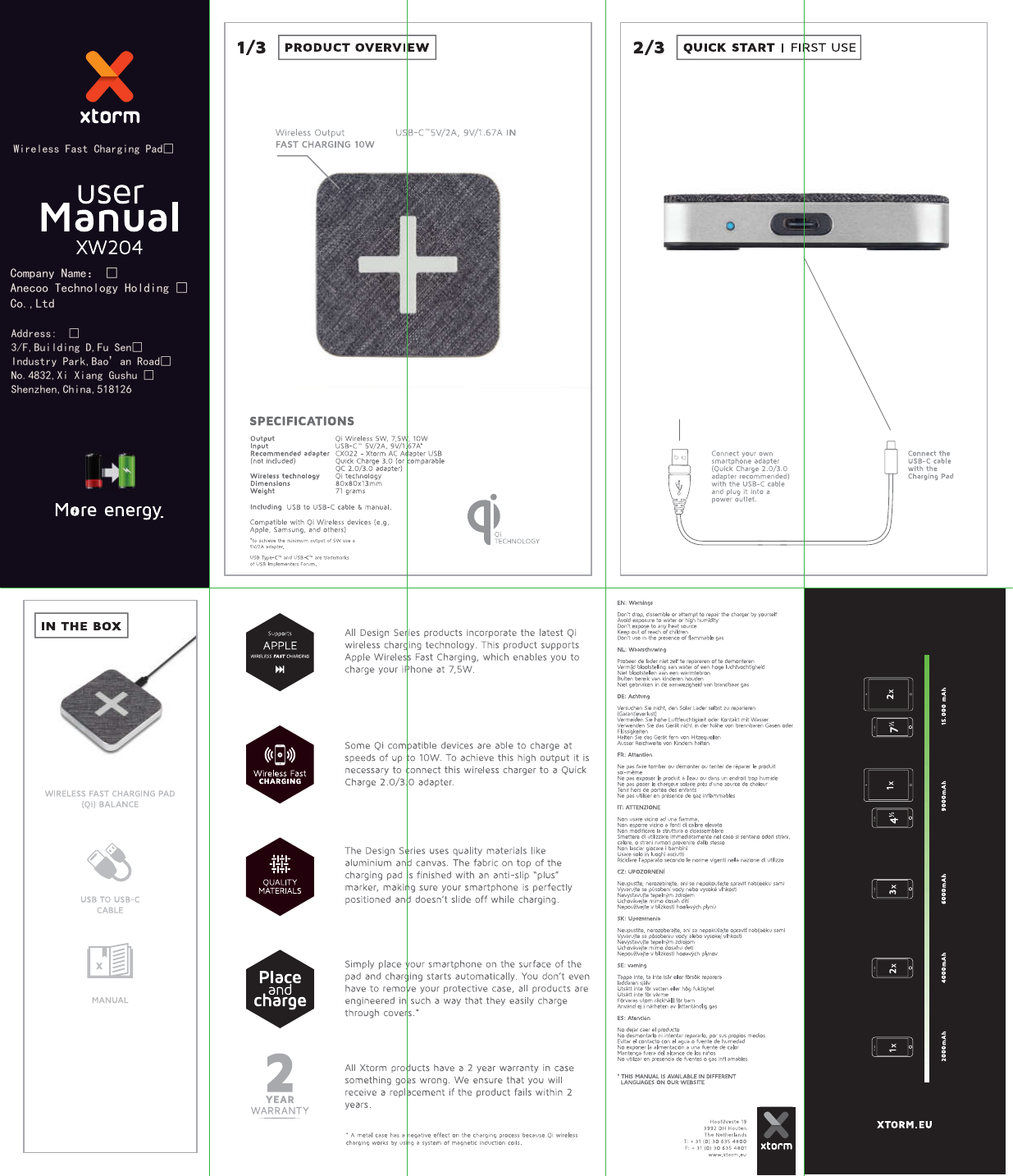  Wireless Fast Charging Pad□ Company Name： □ Anecoo Technology Holding □ Co.,Ltd Address:  □ 3/F,Building D,Fu Sen□ Industry Park,Bao’an Road□ No.4832,Xi Xiang Gushu □ Shenzhen,China,518126