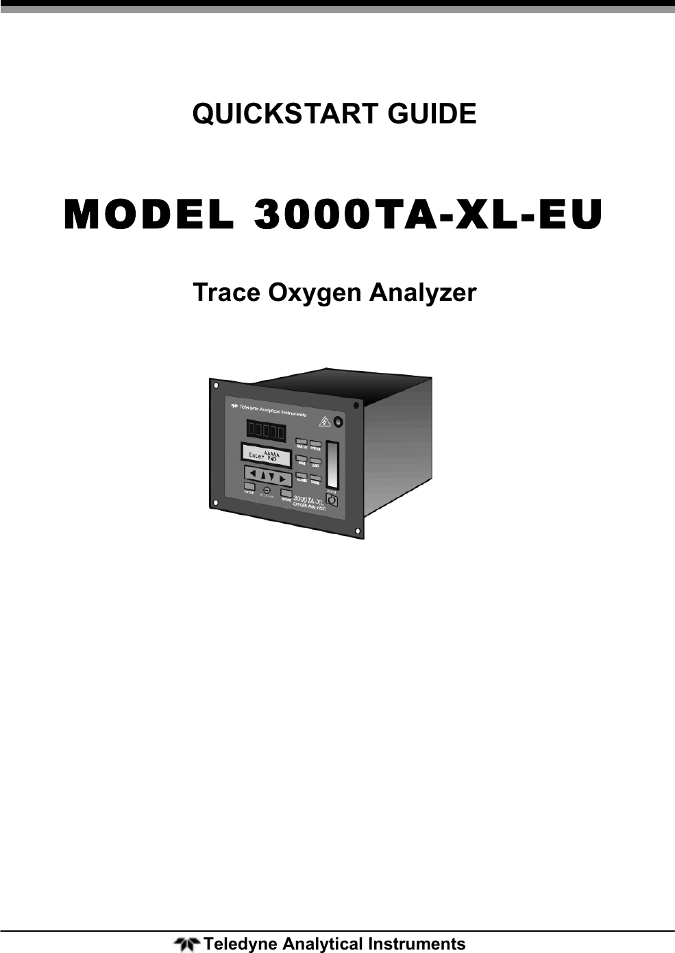 Teledyne Trace Oxygen Analyzer 3000Ta Xl Eu Users Manual Quickstart