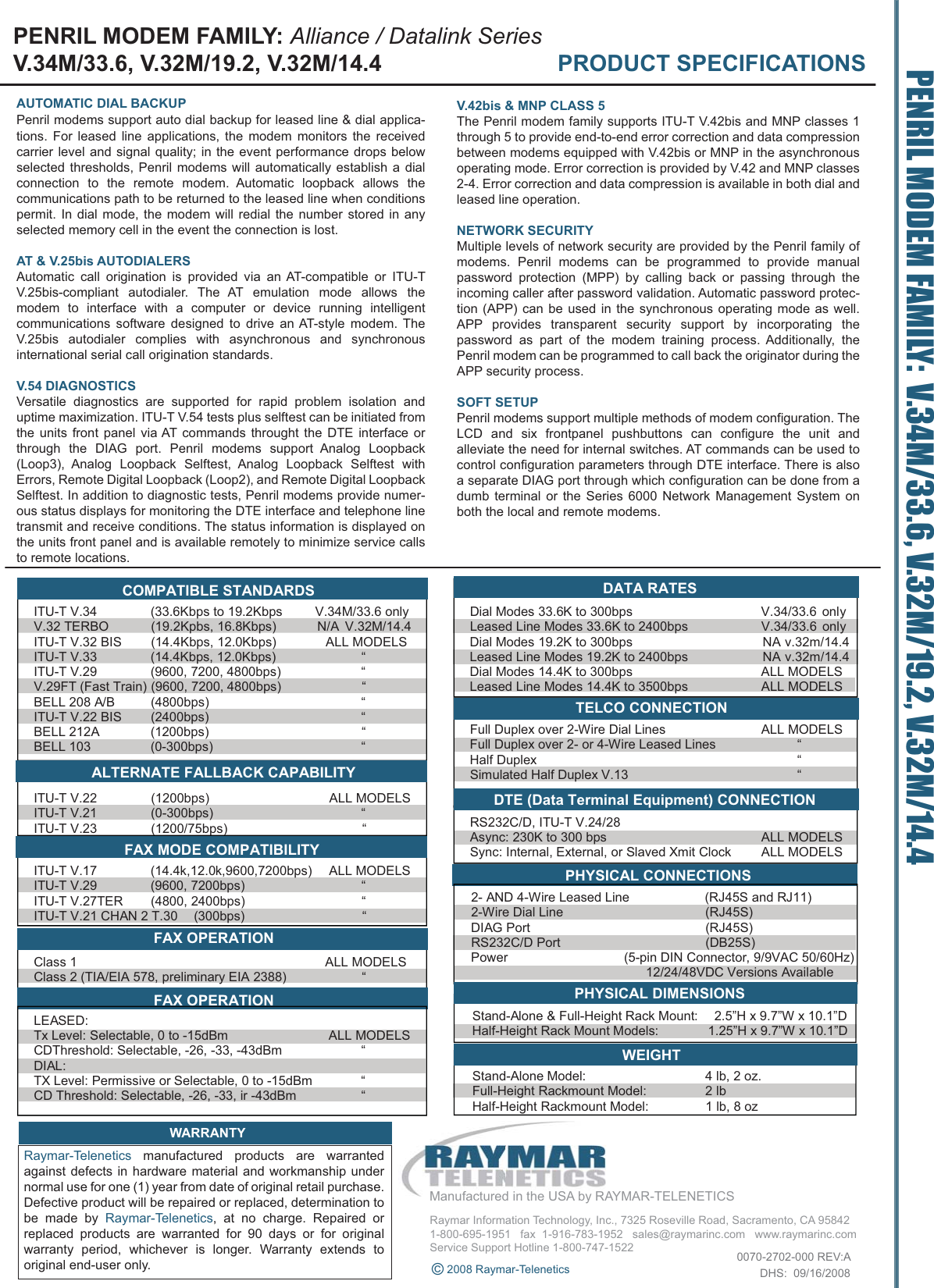 Page 2 of 2 - Telenetics Telenetics-V-32M-14-4-Users-Manual- Penril Modem Family Front Telenetics-v-32m-14-4-users-manual