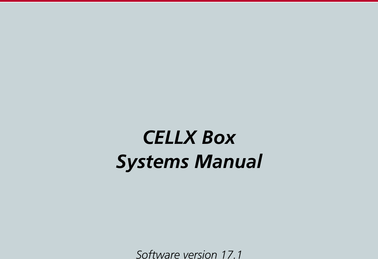  CELLX BoxSystems ManualSoftware version 17.1