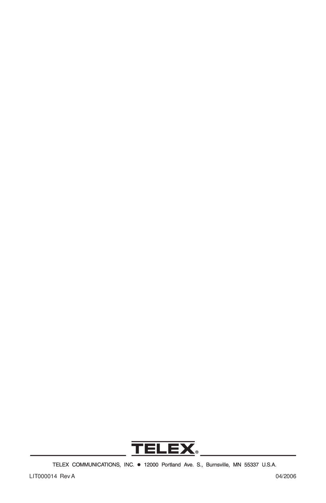 Page 12 of 12 - Telex Telex-Echelon-25Xt-Users-Manual- 38110073_3-7-02  Telex-echelon-25xt-users-manual