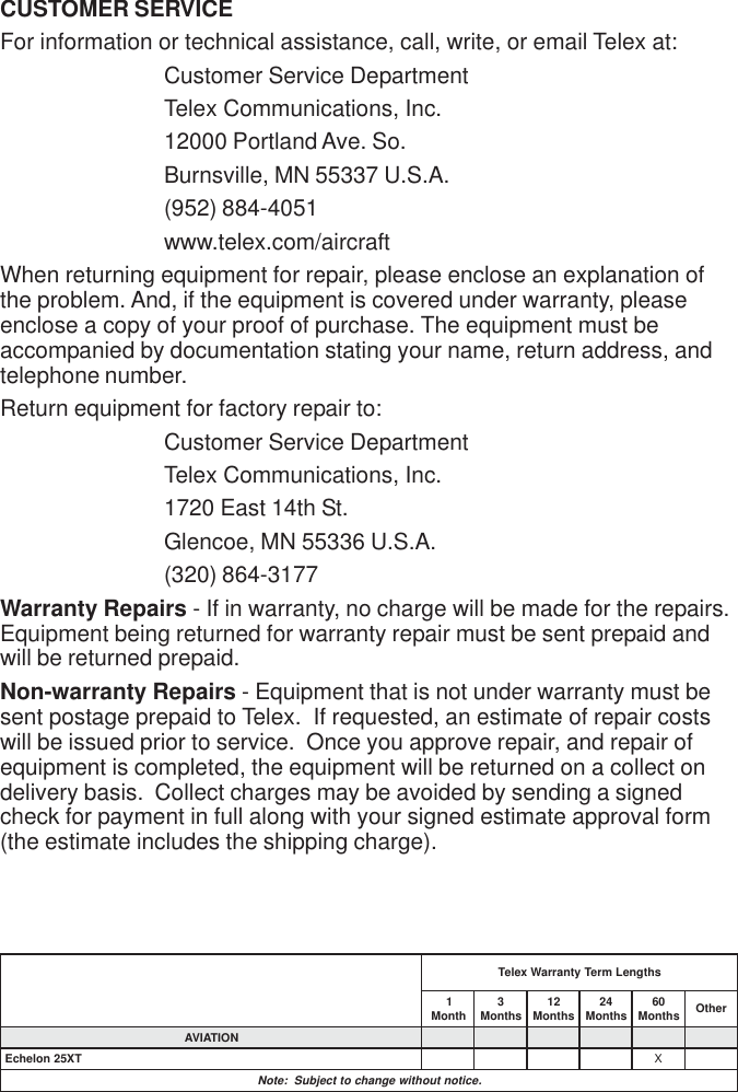 Page 8 of 12 - Telex Telex-Echelon-25Xt-Users-Manual- 38110073_3-7-02  Telex-echelon-25xt-users-manual