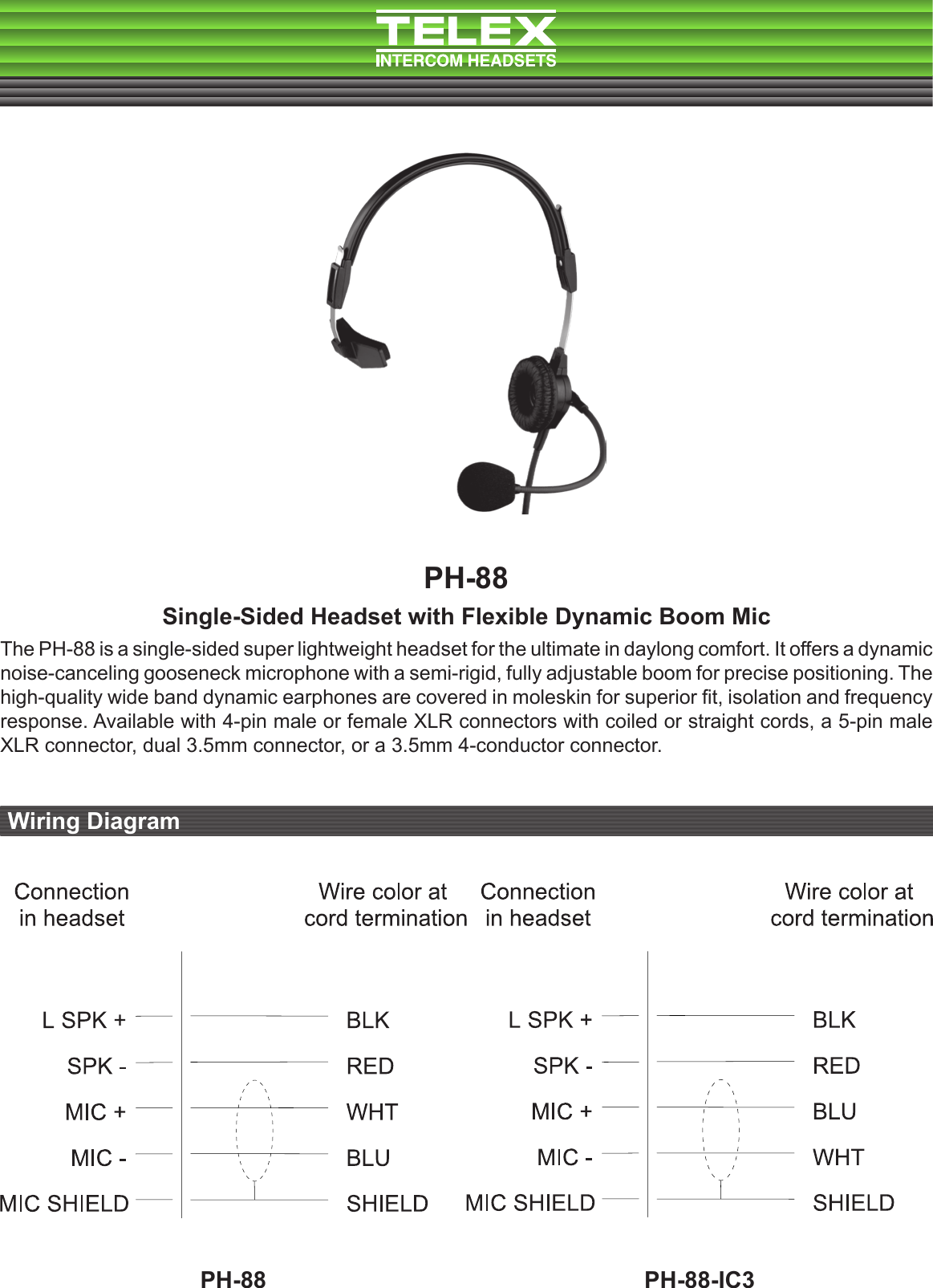 Page 1 of 2 - Telex Telex-Ph-88Er-Users-Manual- PH-88 Technical Data Sheet Telex-ph-88er-users-manual