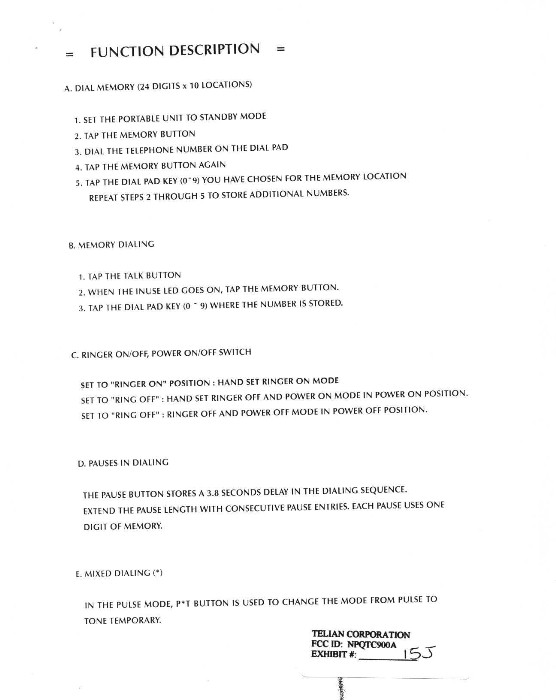 900 MHz Cordless Phone User Manual