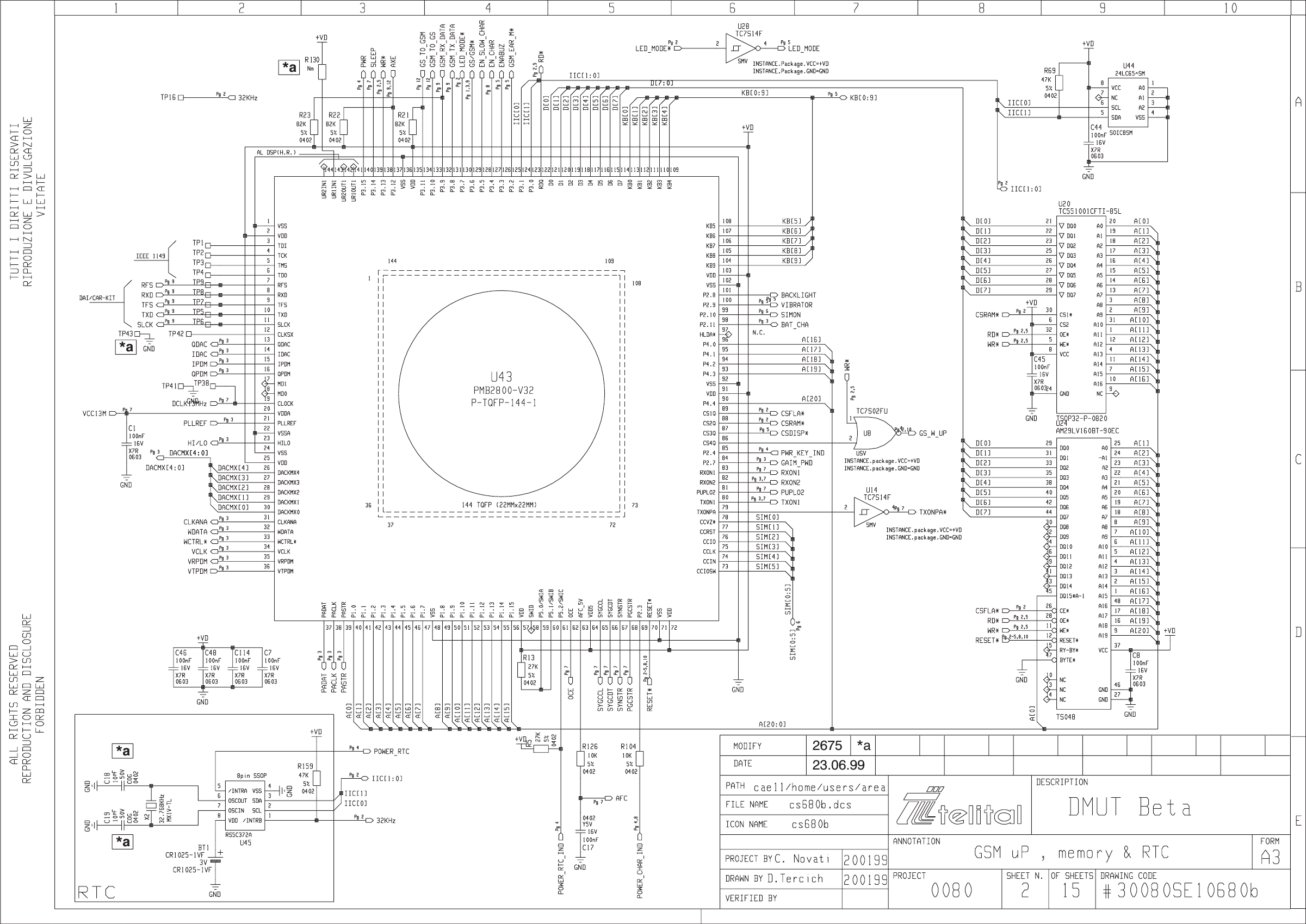 MODULO RF–RADIO  SCHEMA ELETTRICO P.1 30069SE00503a*a2675 *a23.06.99*a*a*a