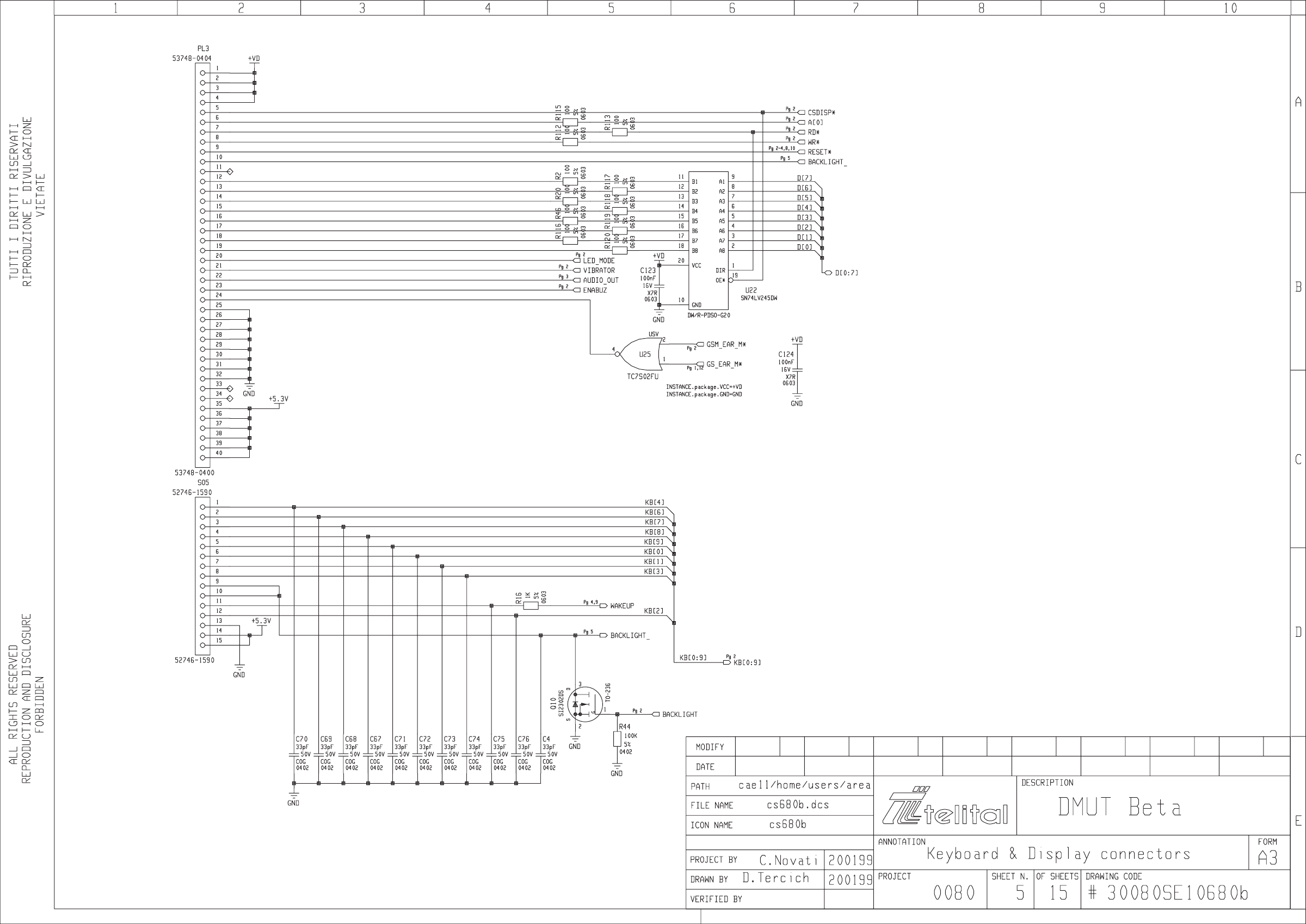 MODULO RF–RADIO  SCHEMA ELETTRICO P.1 30069SE00503a