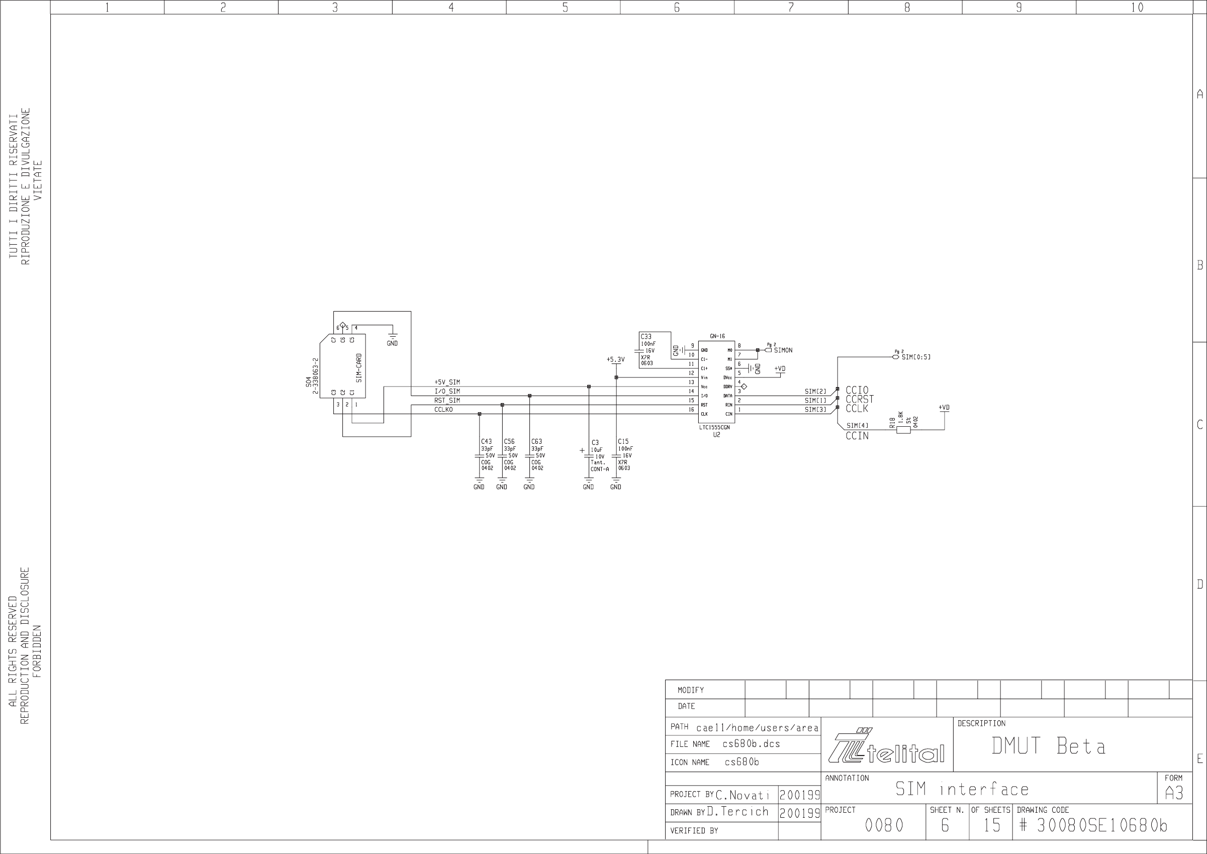 MODULO RF–RADIO  SCHEMA ELETTRICO P.1 30069SE00503a