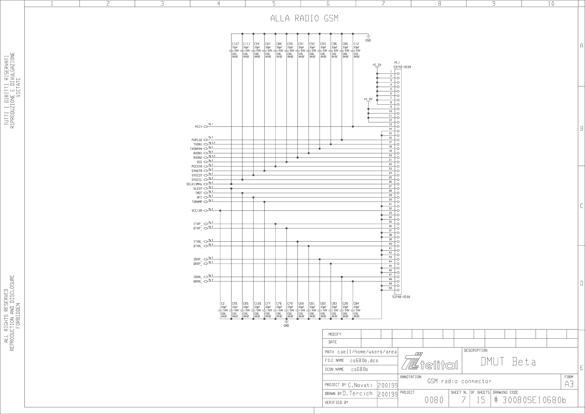 MODULO RF–RADIO  SCHEMA ELETTRICO P.1 30069SE00503a