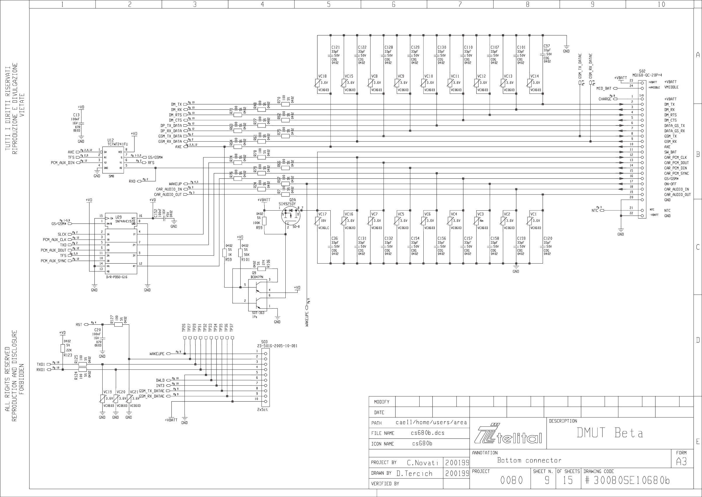 MODULO RF–RADIO  SCHEMA ELETTRICO P.1 30069SE00503a