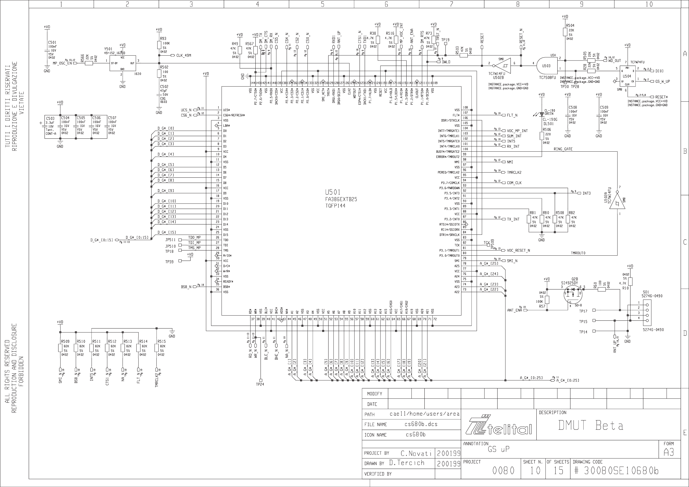 MODULO RF–RADIO  SCHEMA ELETTRICO P.1 30069SE00503a