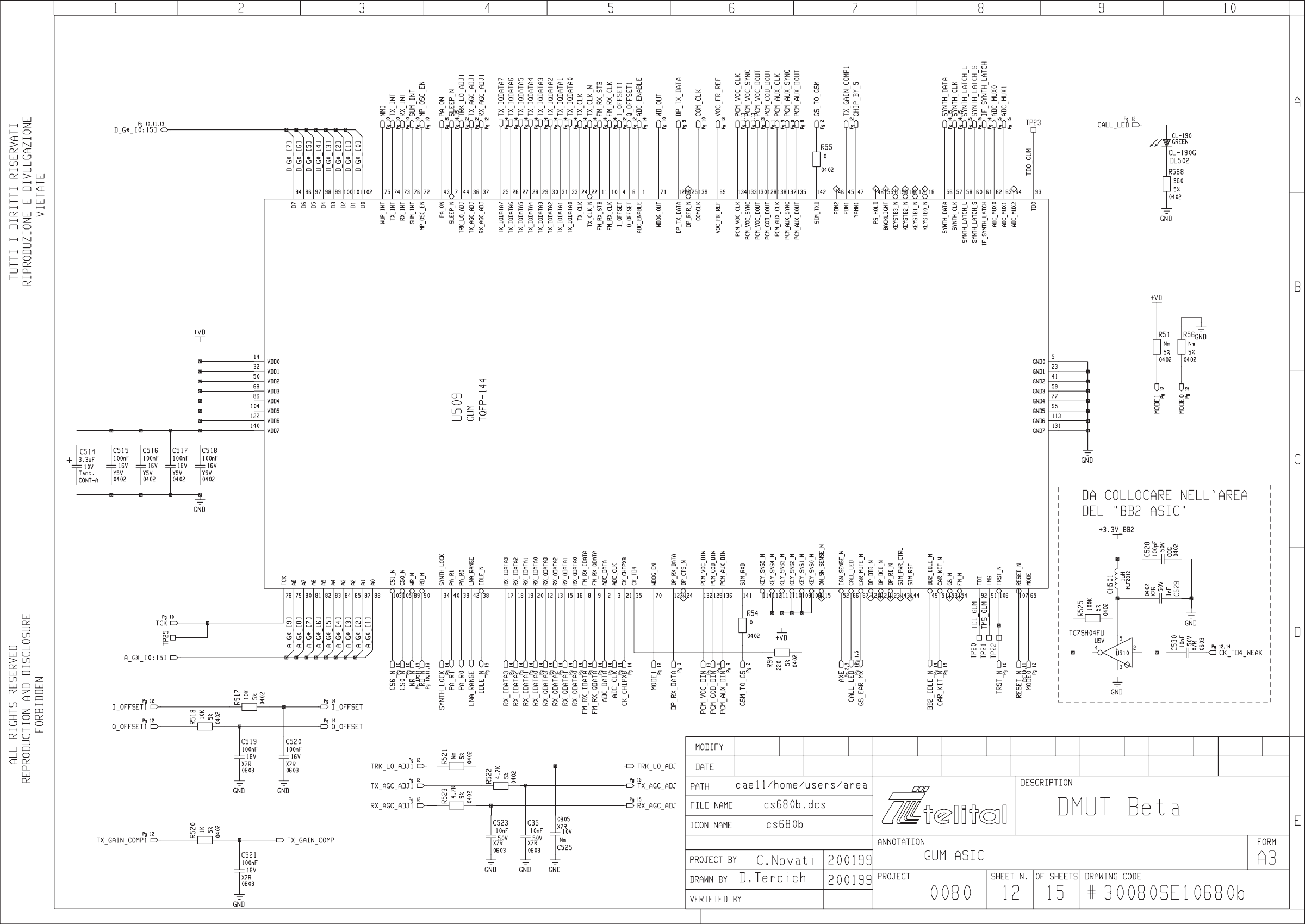 MODULO RF–RADIO  SCHEMA ELETTRICO P.1 30069SE00503a