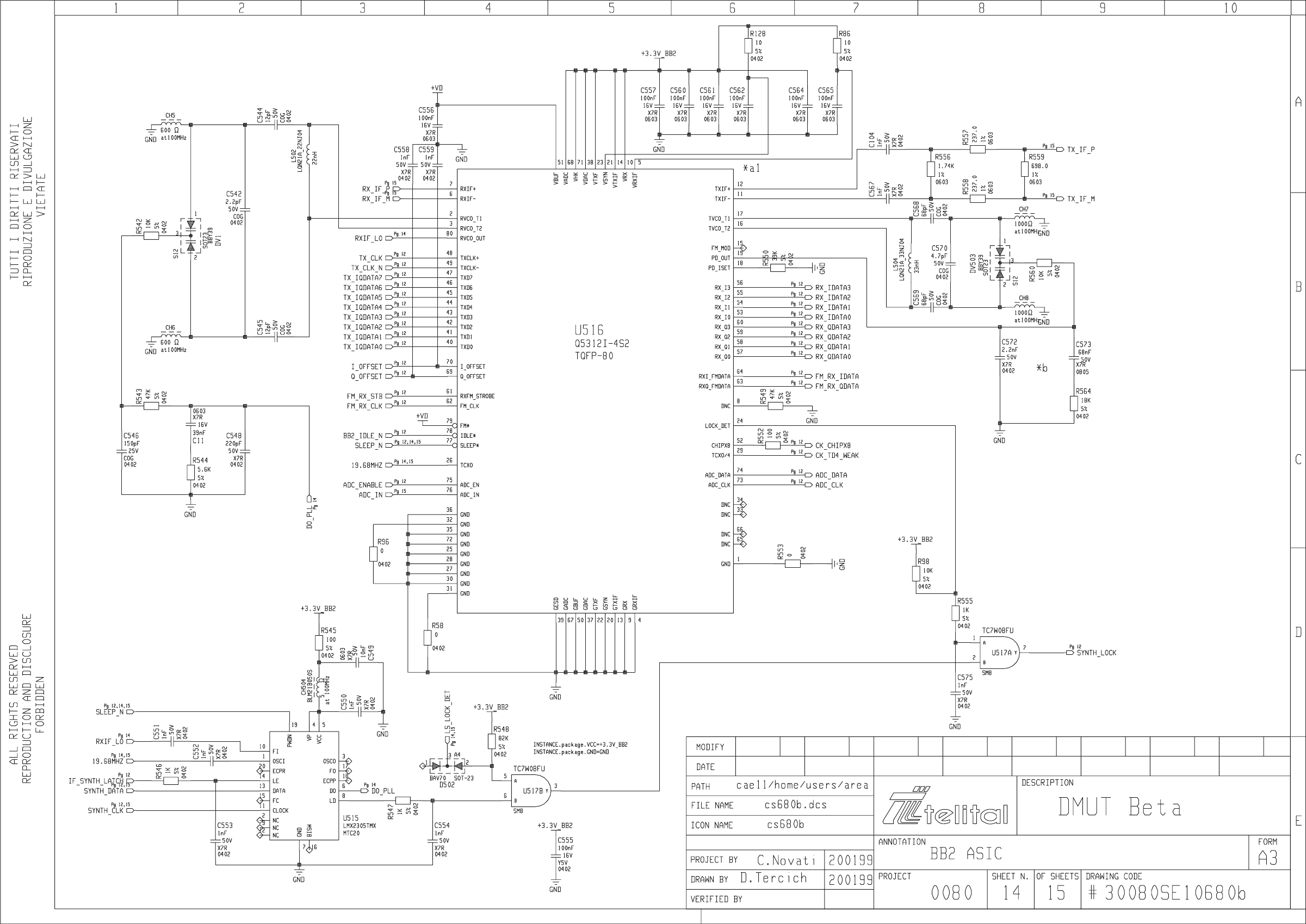 MODULO RF–RADIO  SCHEMA ELETTRICO P.1 30069SE00503a