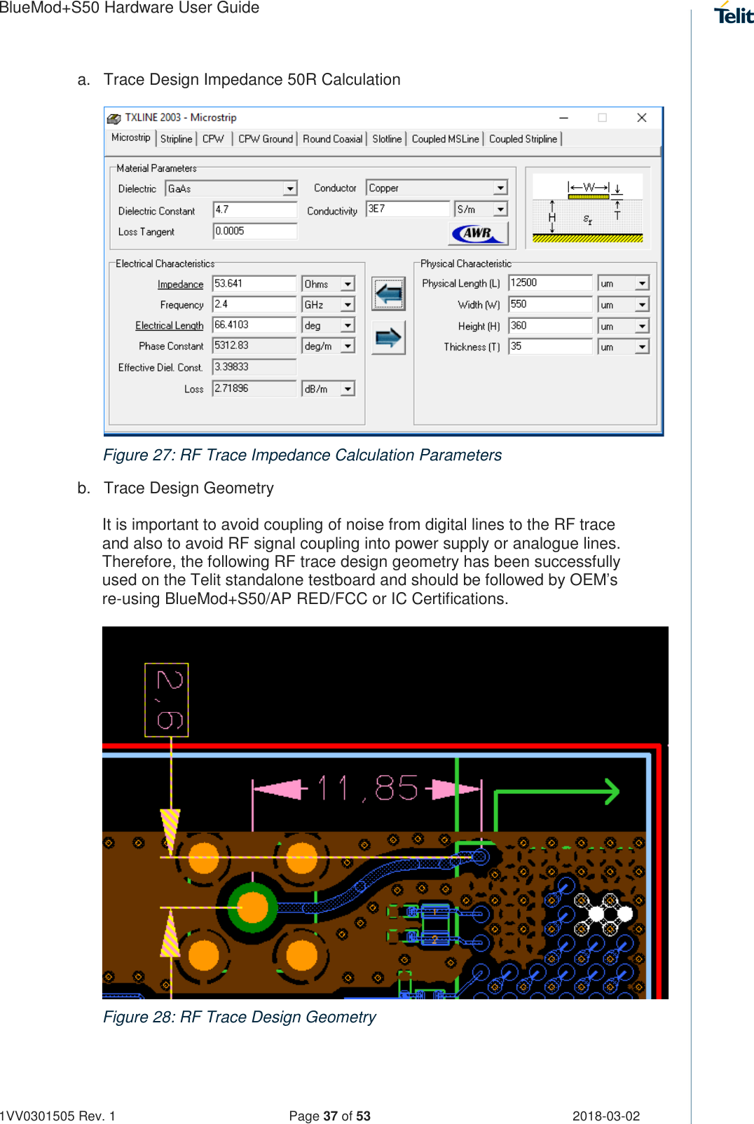 Page 37 of Telit Wireless Solutions S50 Bluetooth 5 LE Module User Manual BlueMod S50 Hardware User Guide