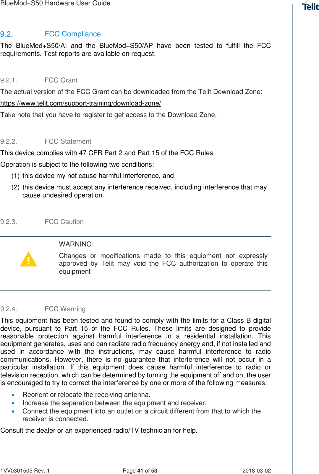 Page 41 of Telit Wireless Solutions S50 Bluetooth 5 LE Module User Manual BlueMod S50 Hardware User Guide