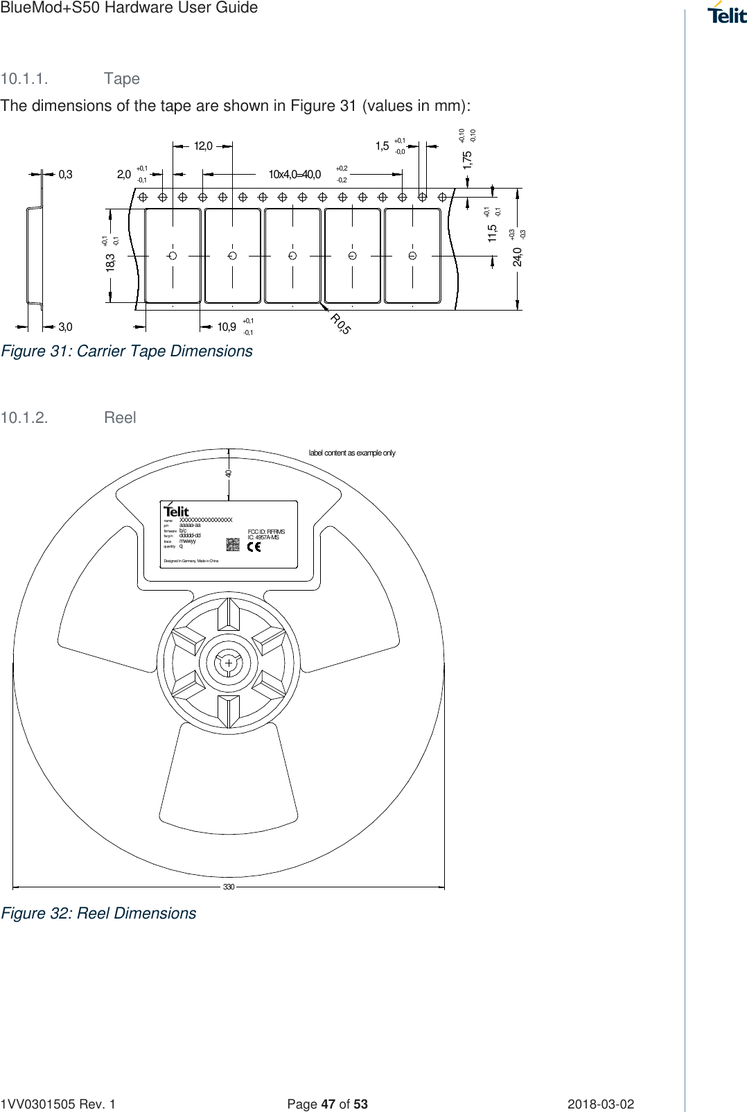 Page 47 of Telit Wireless Solutions S50 Bluetooth 5 LE Module User Manual BlueMod S50 Hardware User Guide