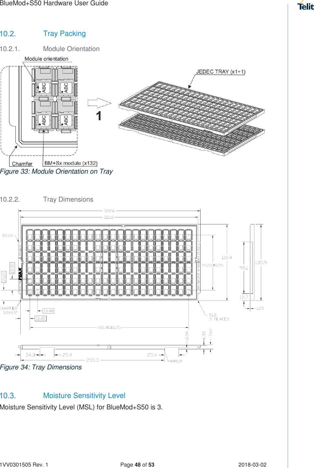 Page 48 of Telit Wireless Solutions S50 Bluetooth 5 LE Module User Manual BlueMod S50 Hardware User Guide