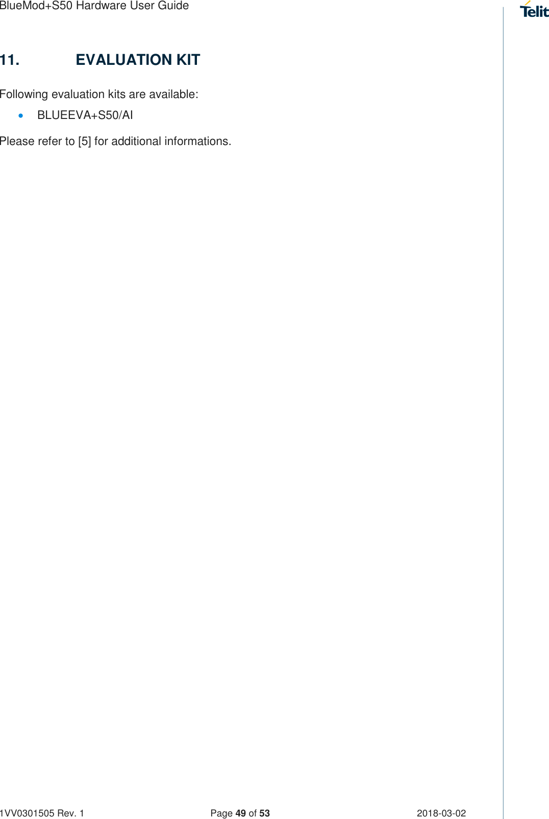 Page 49 of Telit Wireless Solutions S50 Bluetooth 5 LE Module User Manual BlueMod S50 Hardware User Guide