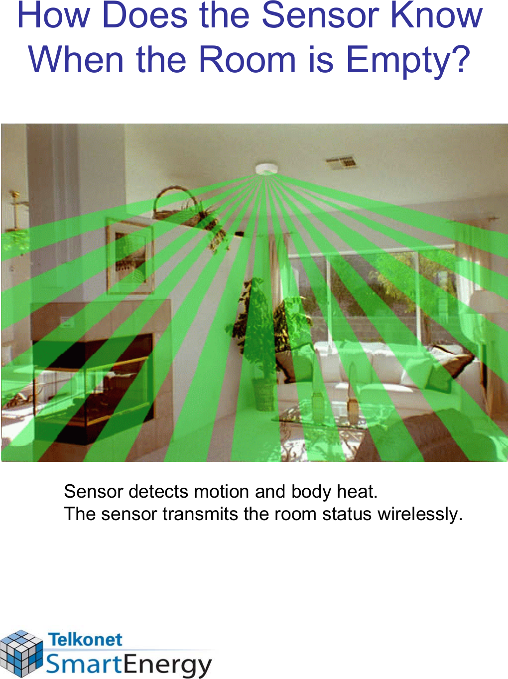 How Does the Sensor Know When the Room is Empty?Sensor detects motion and body heat.The sensor transmits the room status wirelessly.