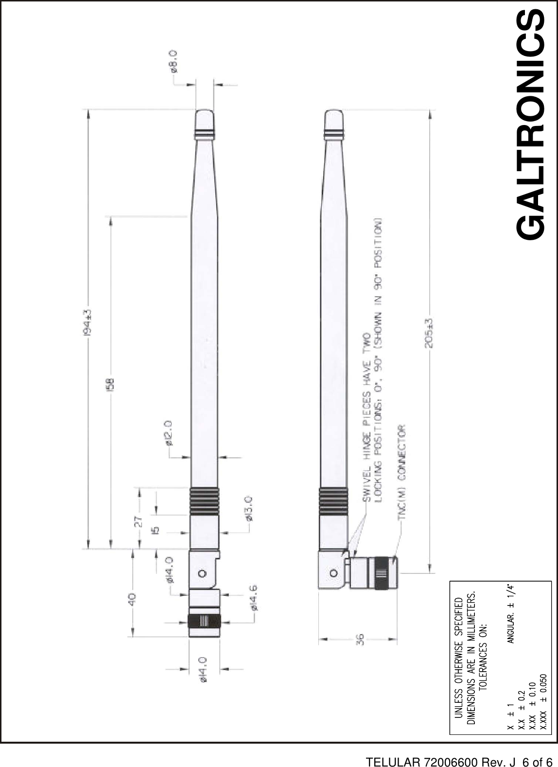 GALTRONICSTELULAR 72006600 Rev. J  6 of 6