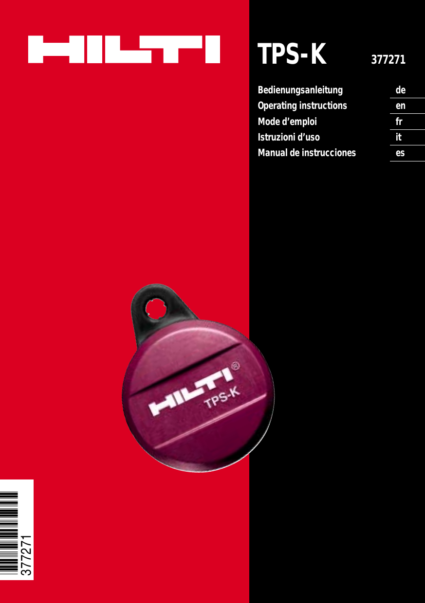 TPS-K 377271*377271*377271Bedienungsanleitung deOperating instructions enMode d&rsquo;emploi frIstruzioni d&rsquo;uso itManual de instrucciones es