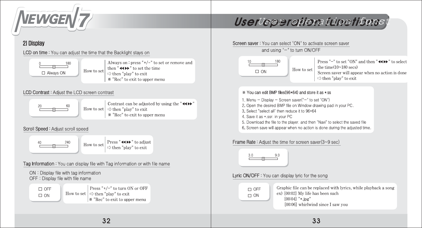 User operation functions