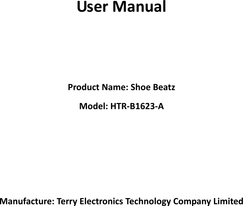 Terry Electronics Technology TERRY201801 Shoe Beatz User Manual