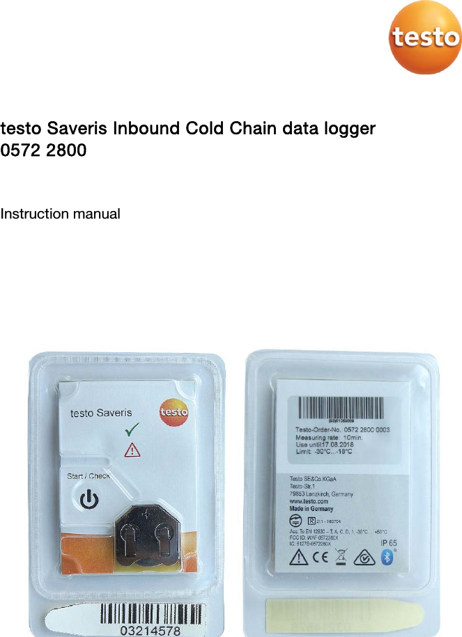     testo Saveris Inbound Cold Chain data logger 0572 2800  Instruction manual         