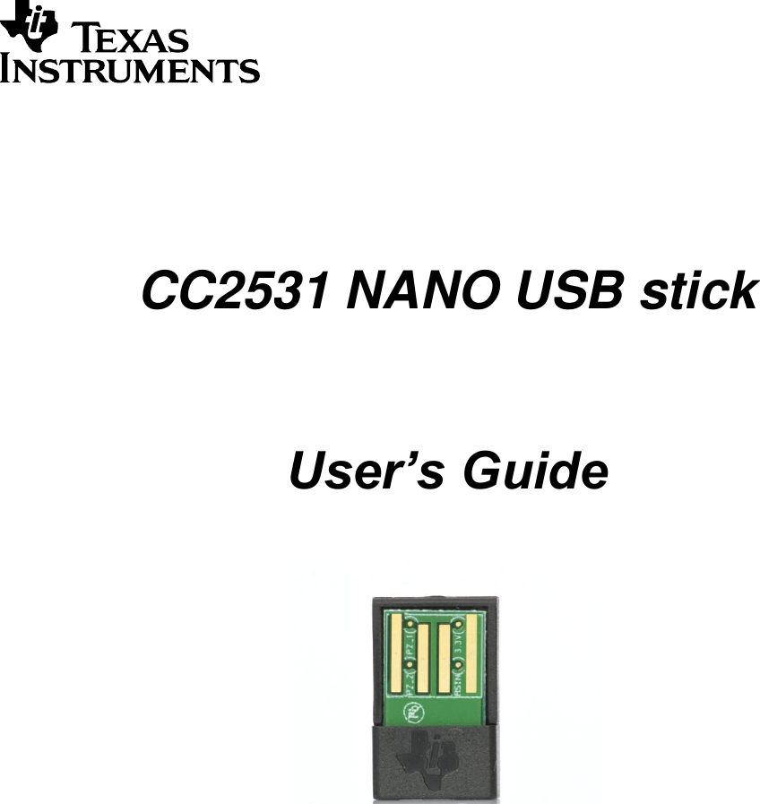             CC2531 NANO USB stick   User’s Guide       