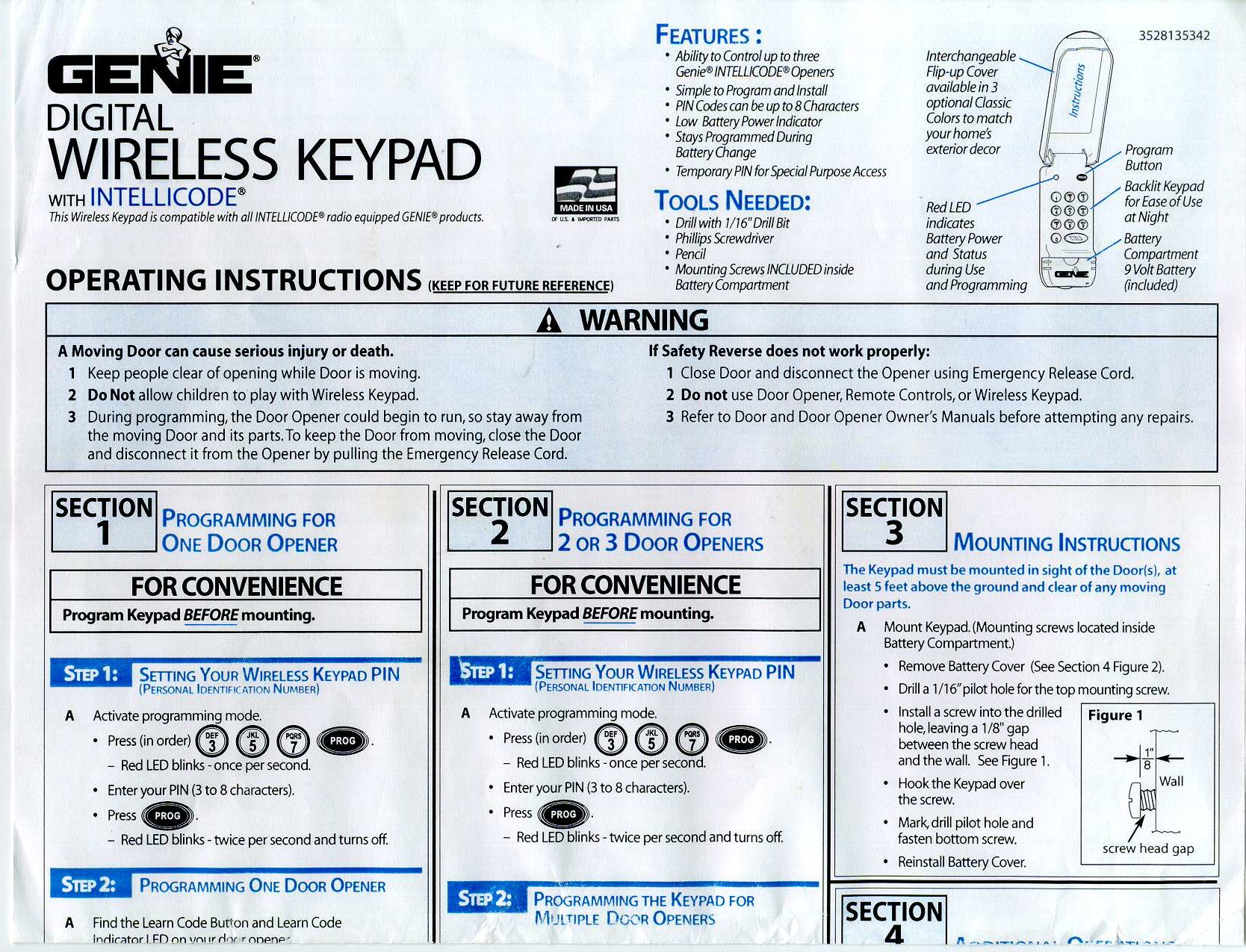 GARAGE DOOR OPENER TRANSMITTER User Manual