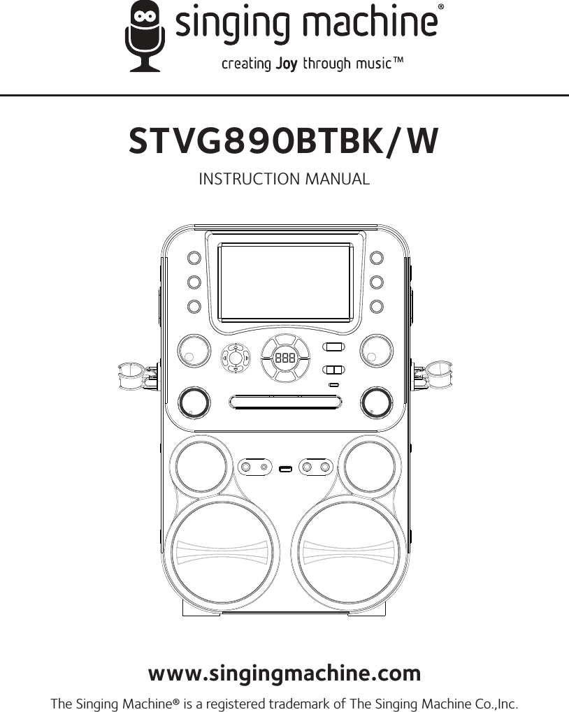 TMSTVG890BTBK/WINSTRUCTION MANUALwww.singingmachine.comThe Singing Machine® is a registered trademark of The Singing Machine Co.,Inc.888