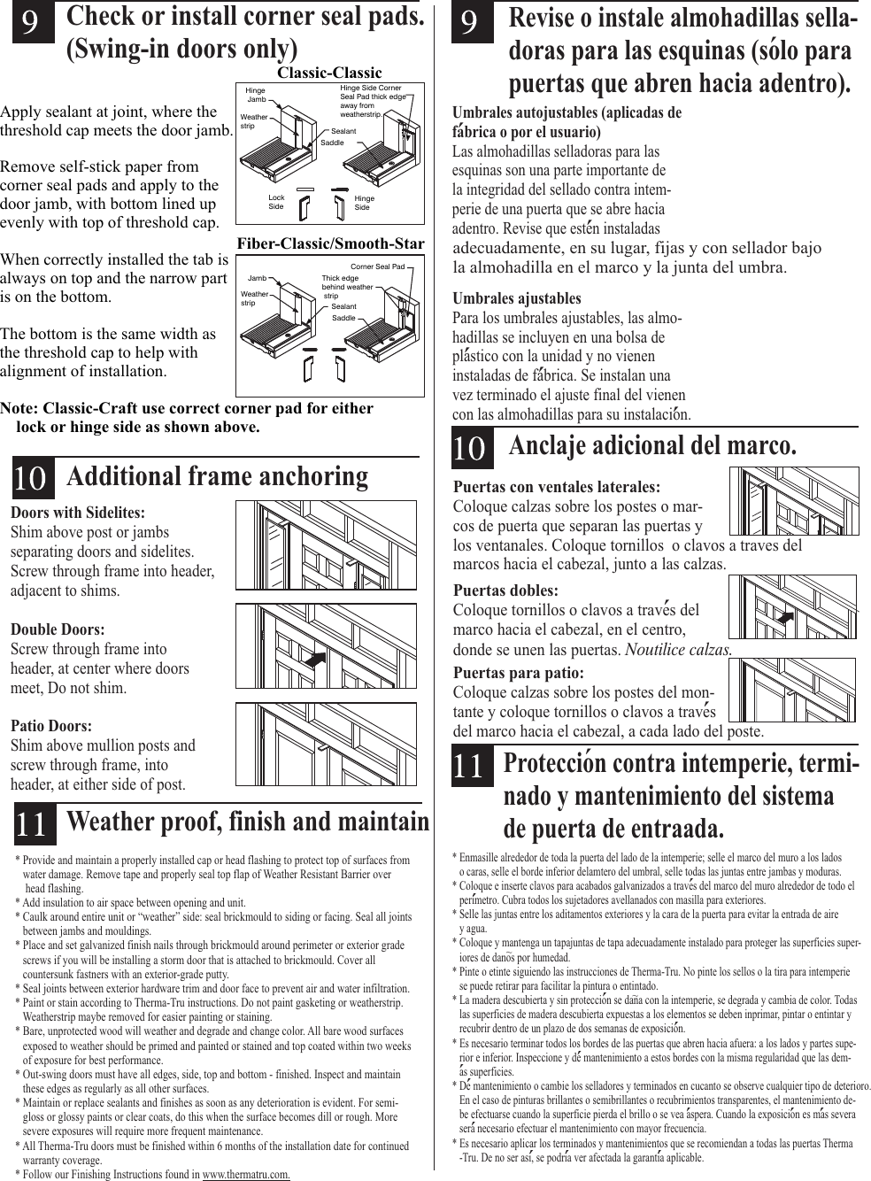 Page 9 of 10 - Therma-Tru Therma-Tru-Pre-Hung-Door-Systems-Users-Manual- D1009E  Therma-tru-pre-hung-door-systems-users-manual