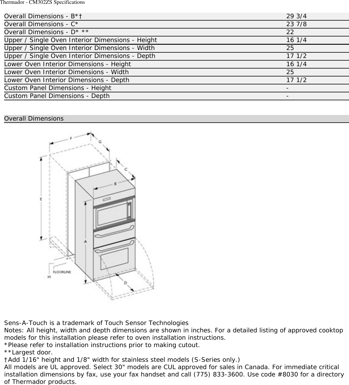 Page 2 of 2 - Thermador CM302 - CM302ZS Specifications User Manual  To The 41ed50db-93f6-437f-afa9-fdd822527fee
