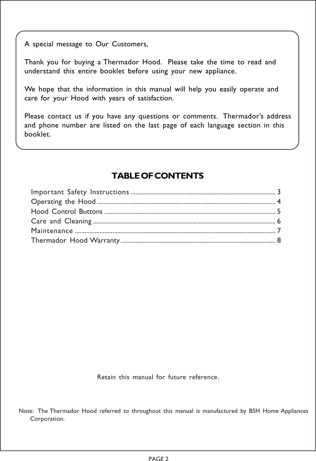 Page 2 of 8 - Thermador PH30ZS, PH36ZS, PH42ZS, PH48ZS, PH54ZS, PHI48ZS, PHI60ZS 23773English.p65 User Manual  To The C0cc287b-dc1c-4578-bd4a-4b4792064faf