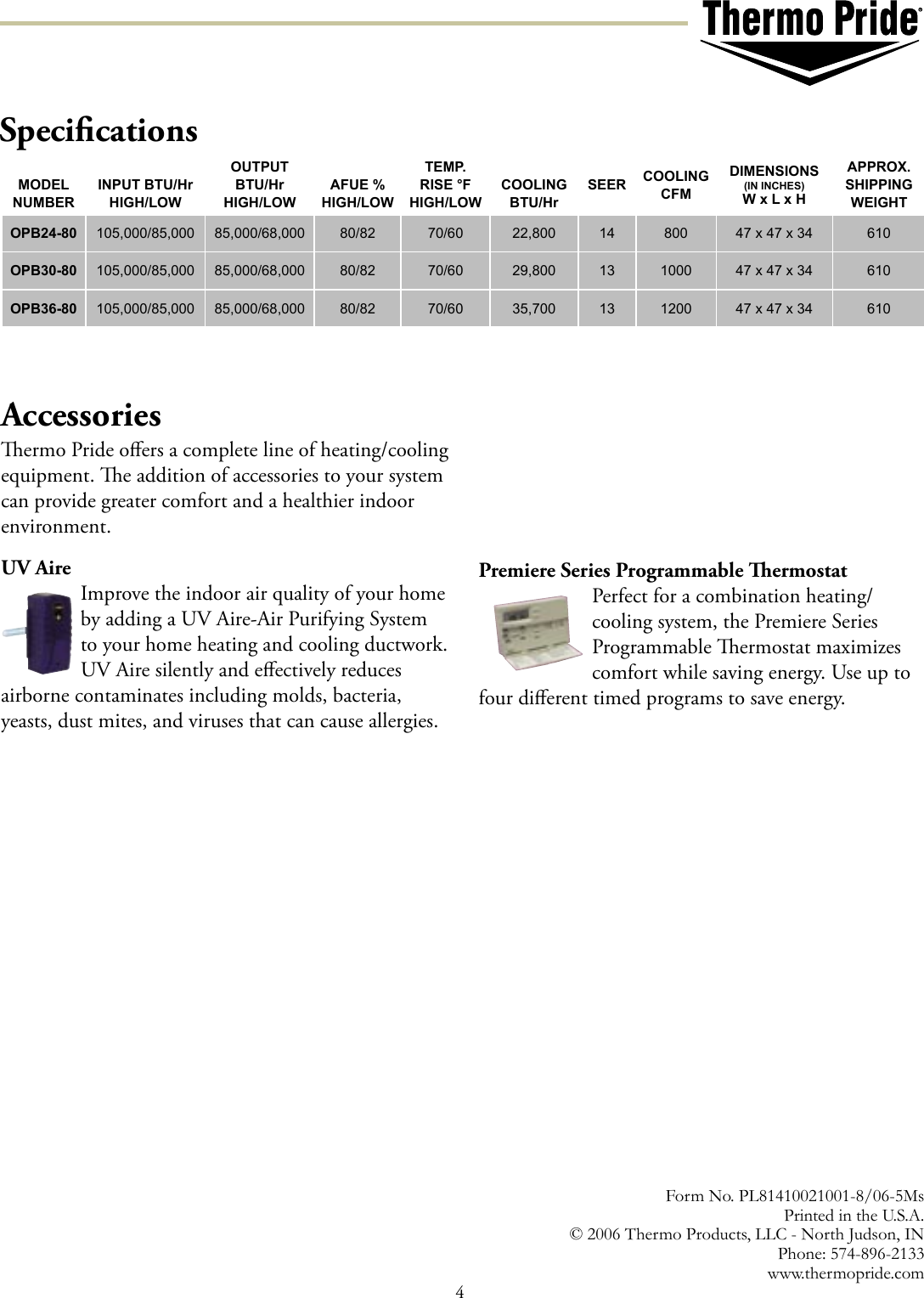 Page 4 of 4 - Thermo-Products Thermo-Products-13-Seer-Users-Manual- Thermopack OPB 7-06  Thermo-products-13-seer-users-manual