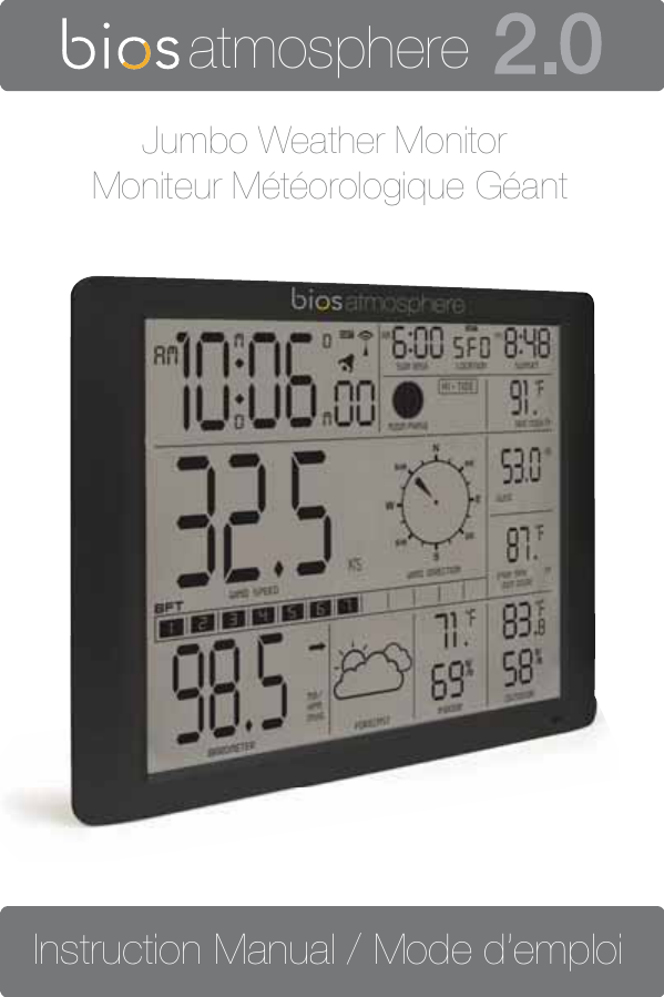 1atmosphereJumbo Weather Monitor Moniteur Météorologique GéantInstruction Manual / Mode d’emploi