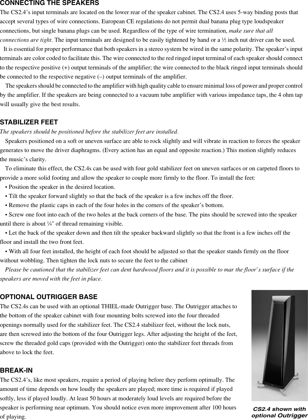 Page 3 of 6 - Thiel-Audio-Products Thiel-Audio-Products-Cs2-4-Users-Manual- CS2.4 Owner Info  Thiel-audio-products-cs2-4-users-manual