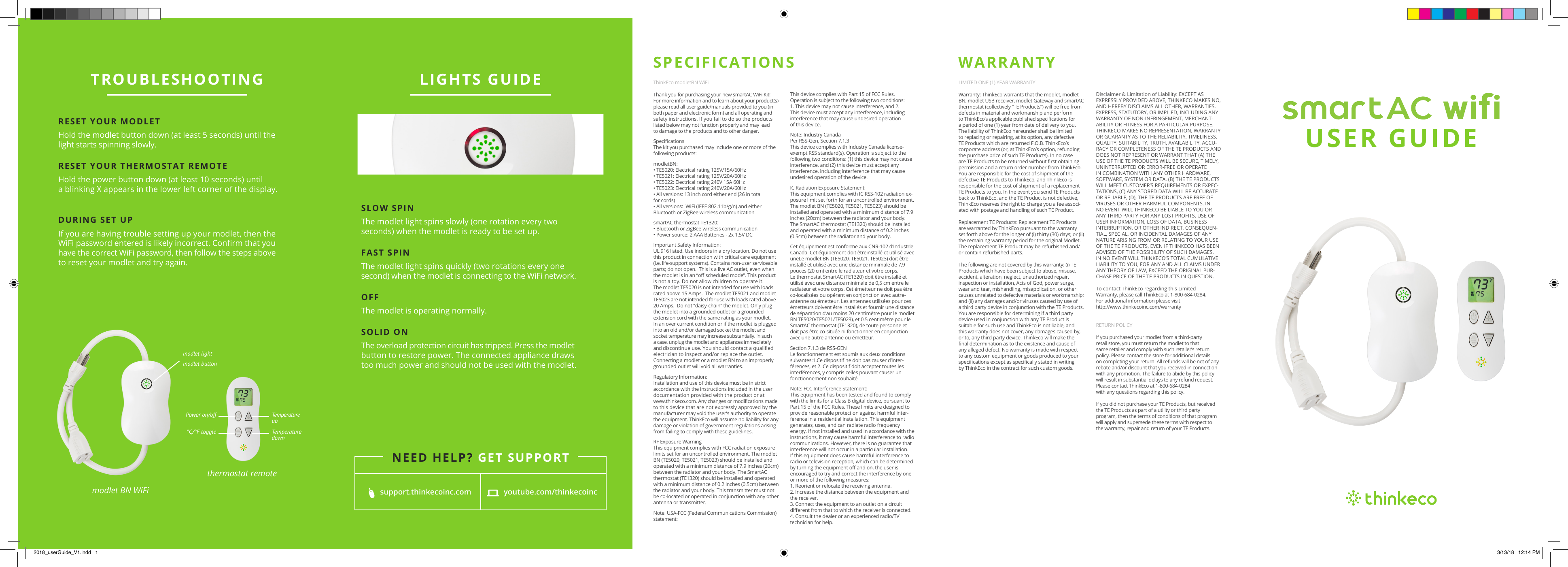 Page 1 of ThinkEco TE1320 modlet smart AC thermostat 2 User Manual