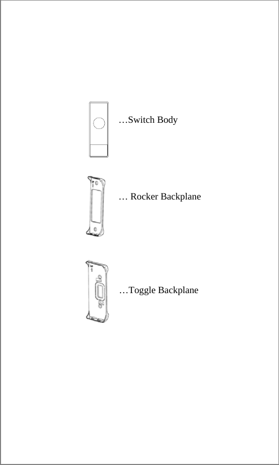                 …Switch Body … Rocker Backplane …Toggle Backplane 