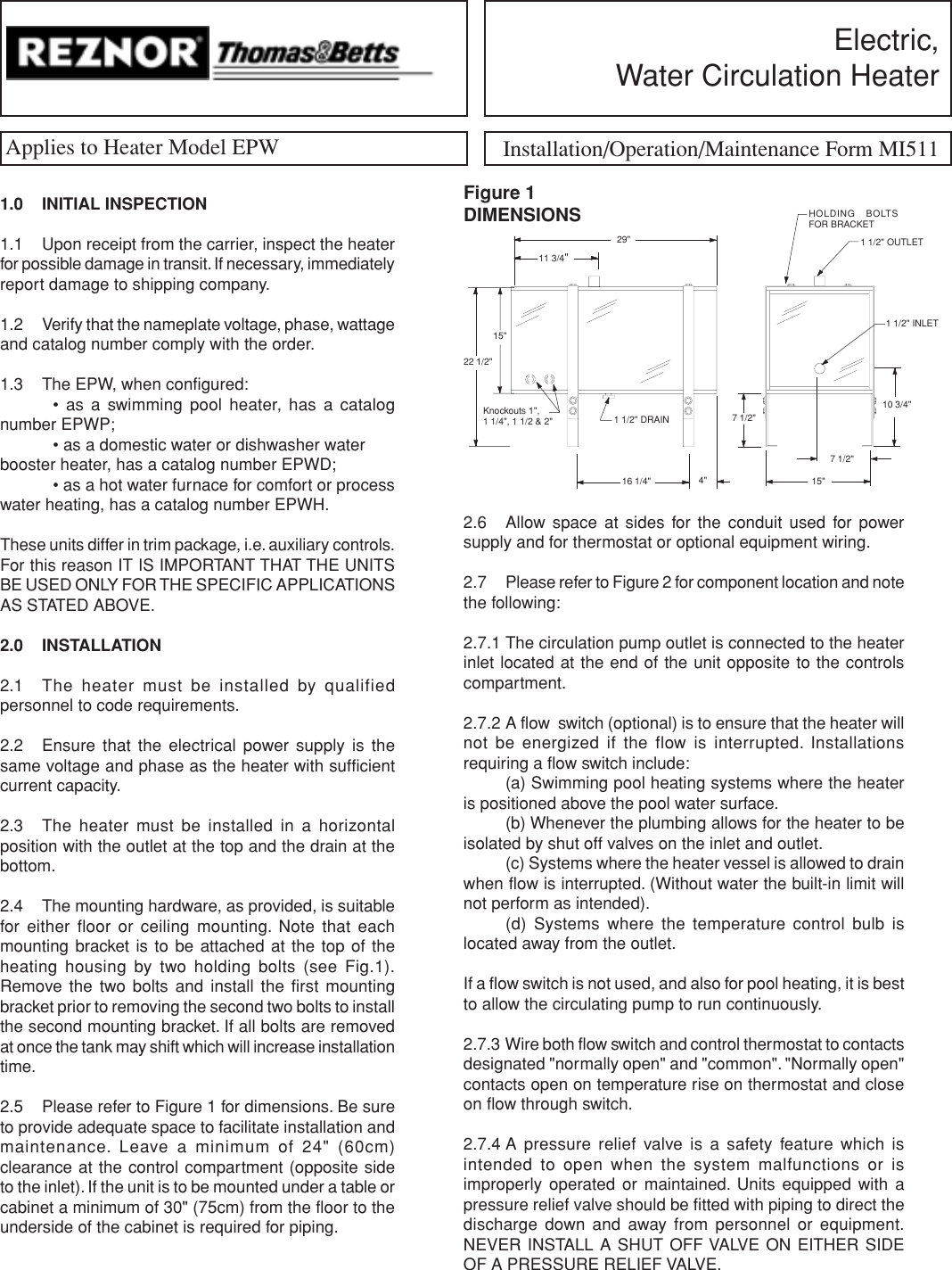 Page 1 of 3 - Thomas-And-Betts Thomas-And-Betts-Epw-Users-Manual- EPW INFO  Thomas-and-betts-epw-users-manual