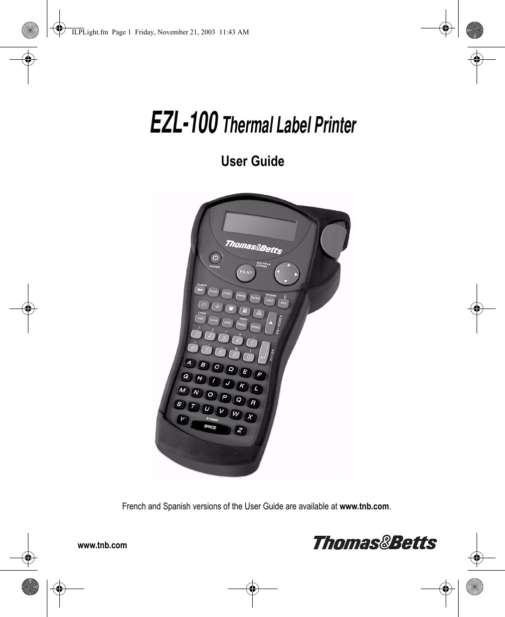 Thomas And Betts Ezl 100 Users Manual ILPLight