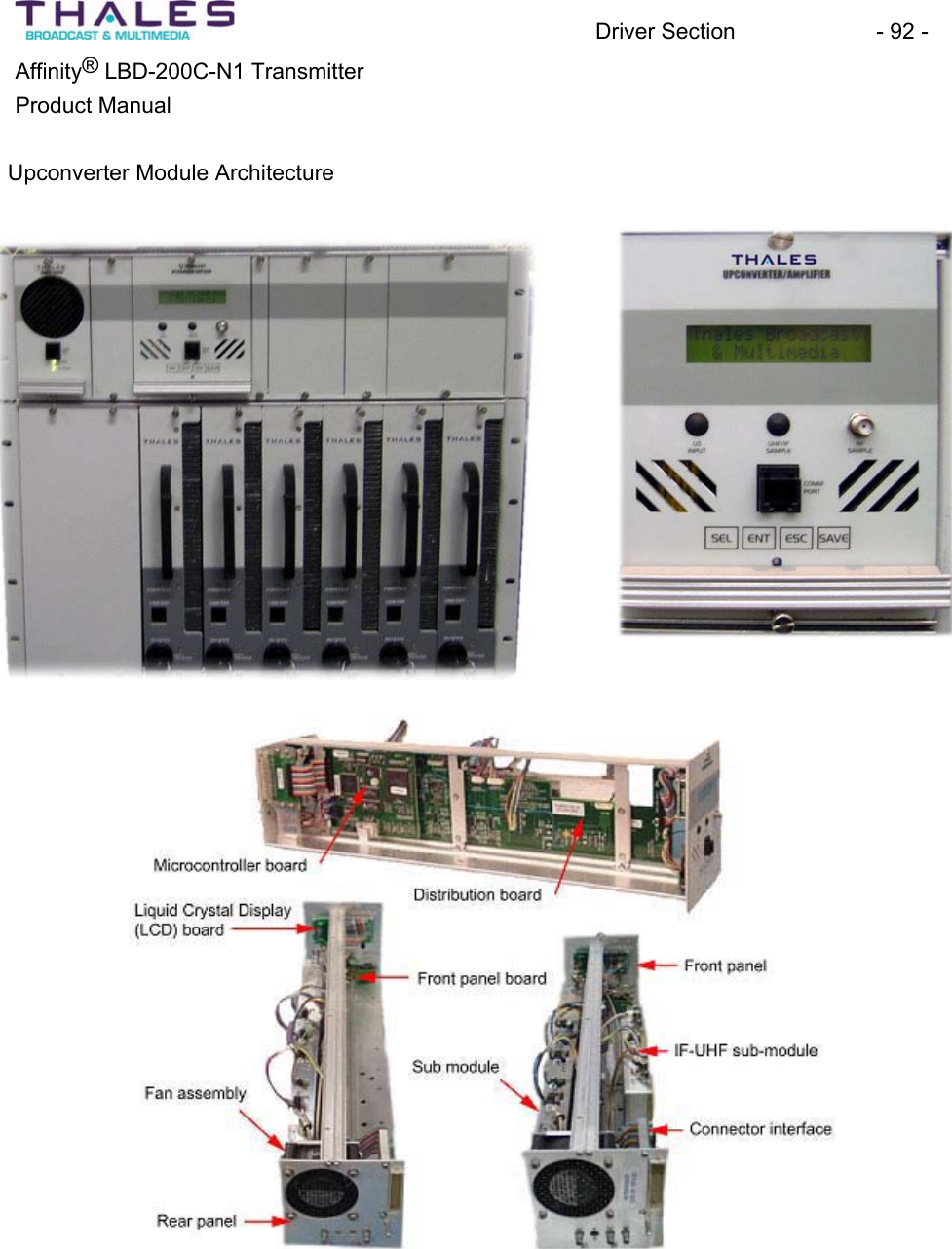 Driver Section - 92 - Affinity® LBD-200C-N1 TransmitterProduct Manual Upconverter Module Architecture