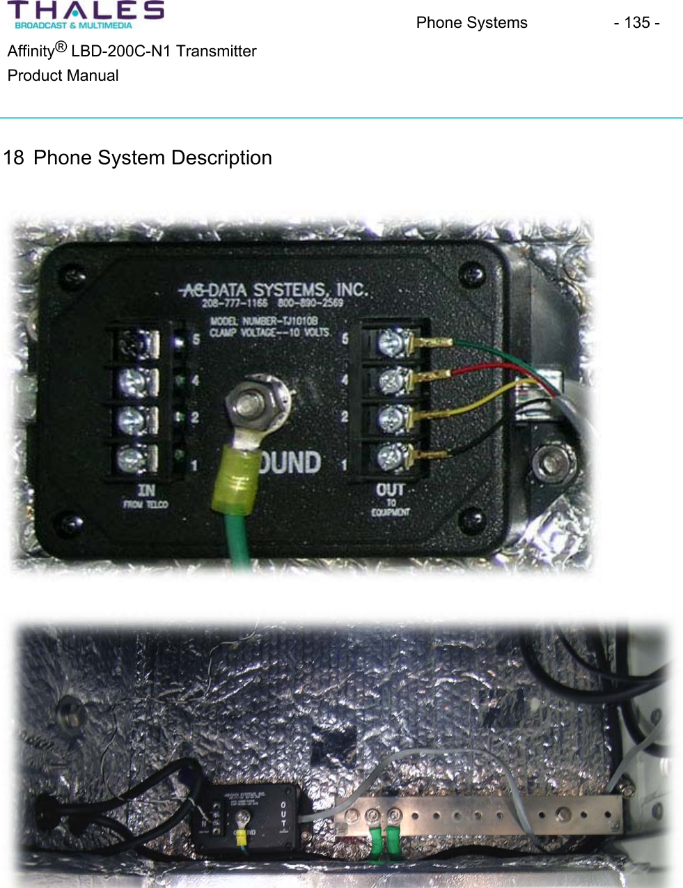 Phone Systems - 135 - &reg;Affinity  LBD-200C-N1 TransmitterProduct Manual18 Phone System Description