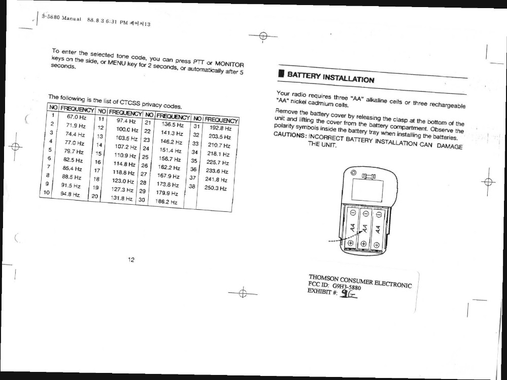 Family Radio Transceiver User Manual